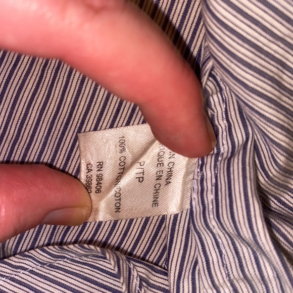 💘THEORY💘PIN STRIPED BUTTON DOWN BLOUSE💘PETITE💘100% COTTON💘 - Picture 4 of 6